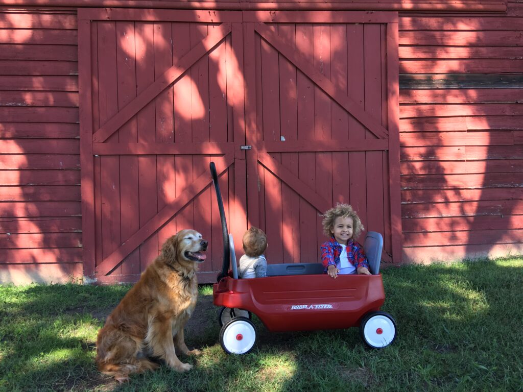 Max with Kids and Red Barn